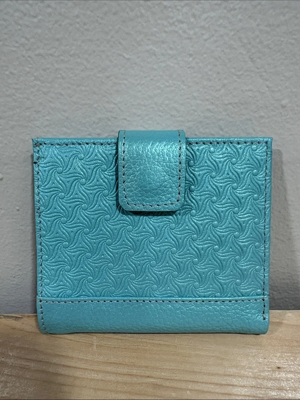 Turquoise Embossed Leather Wallet - Unbranded